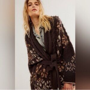 NWT Free People Oversized Fuzzy Cardigan Brown Medium